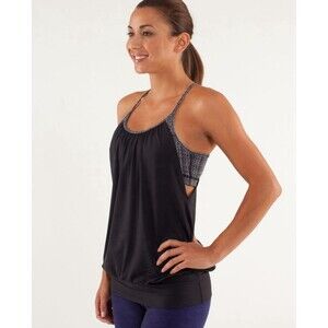 Lululemon Women’s No Limits Tank Deep Coal Ziggy Wee Grey Size 4 Athletic Top
